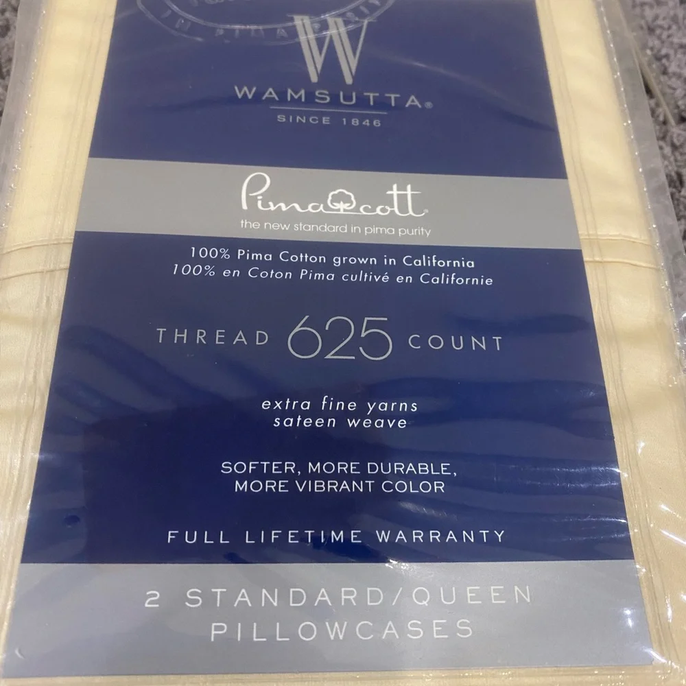 Wamsutta PimaCott 625-Count Standard/Queen Pillowcases in Canvas